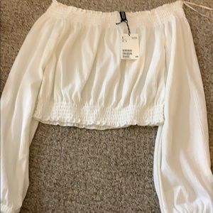 White Cropped Off the Shoulder Top